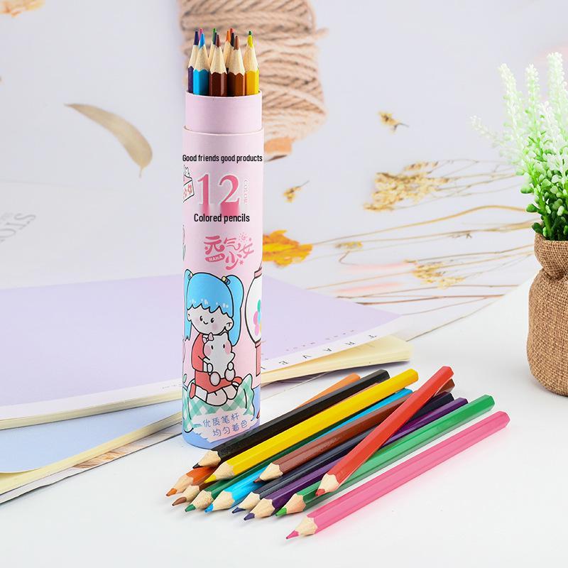 Energetic Girl 12-Color Boxed Pencils for Children and Students