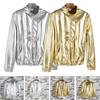 Men Jacket Zipper Closure Sparkling Long Sleeve Breathable Windproof Keep Warm Cotton Blend Autumn Shining Men Zip-up Jacket Streetwear for Daily Wear