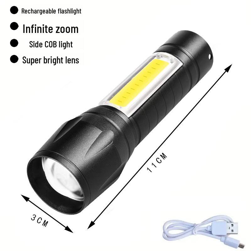 Portable Multifunctional COB LED Flashlight: USB Rechargeable, Mini Size, Bright Outdoor Work Light
