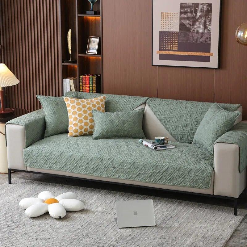 New Pure Cotton Sofa Cover Sofa Cushion Solid Color Couch Cover Non-slip Armrest Towel Pillowcase Four Seasons Universal Cushion