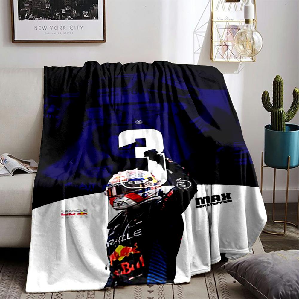 "Racing Figure Silhouette with Bold Number -Flannel blanket for bedroom, living room, sofa, and nap"