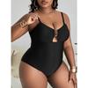 Европейский и американский новый большой размер однотонный полый тонкий тонкий спинка интегрированный купальник сексуальный бикини женщины