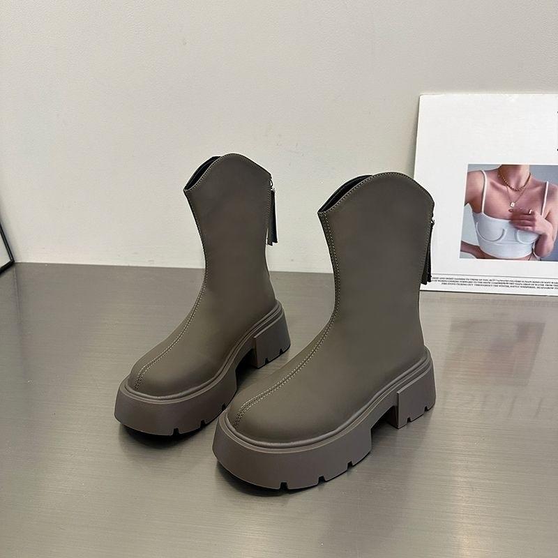 Модные ботильоны с круглым носком Челси кожаные женские короткие туфли по акции Осень Горячий шик и элегантность Готика Новинка Ботильоны для женщин