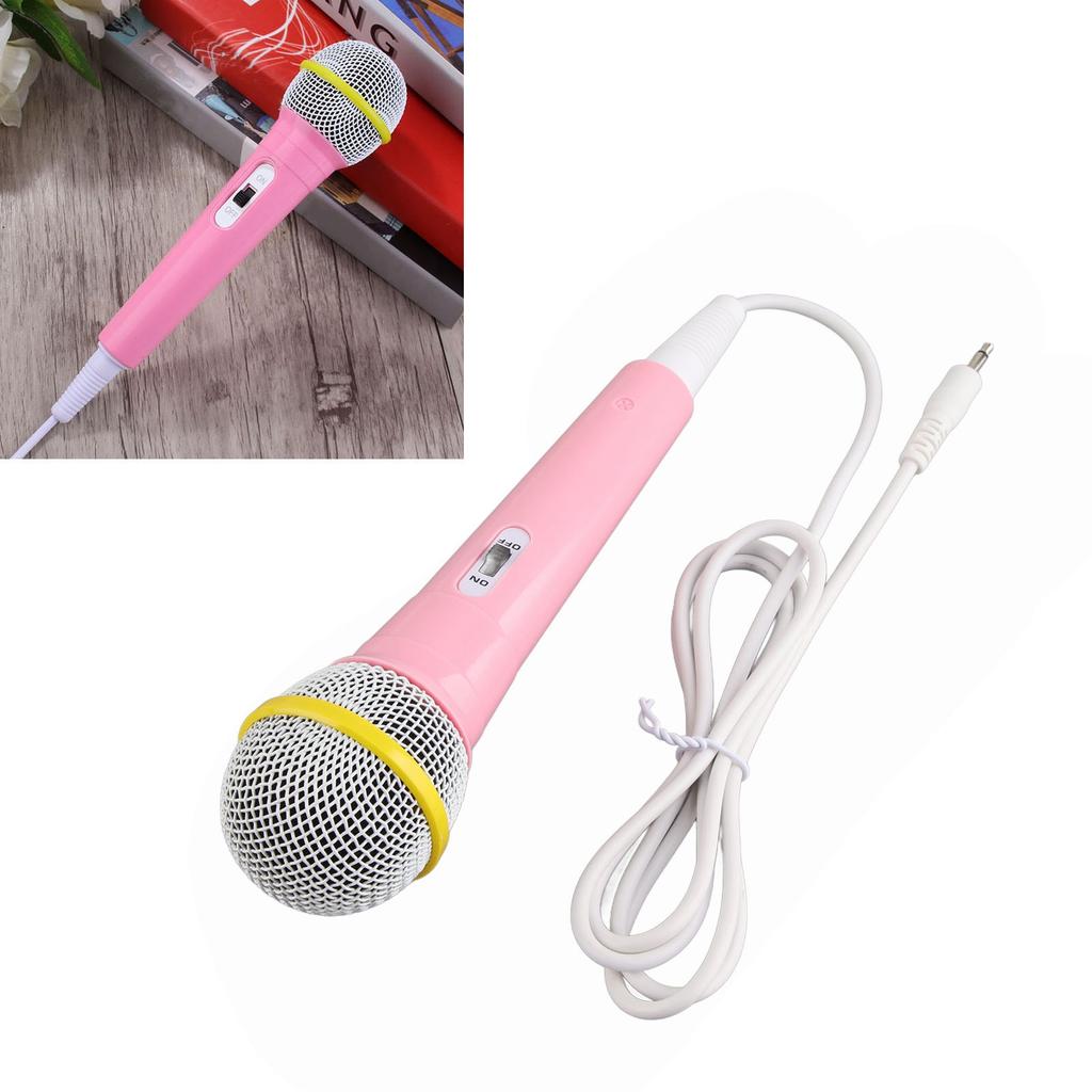 Kids Wired Microphone 3.5mm Plug Low Distortion Portable Music Toy Children Singing Mic for Karaoke Family Party
