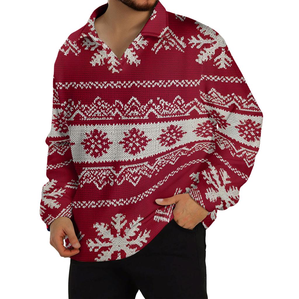 Men's Casual Collared Long-Sleeve Knit Base Layer Top