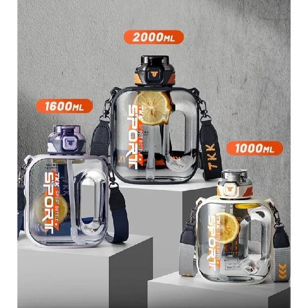 Big Capacity Sports Bottle New Tritan Water Kettle Drink Bottles Outdoor Fitness Space Cup GYM Kettle BPA FREE 1L/1.6L/2L