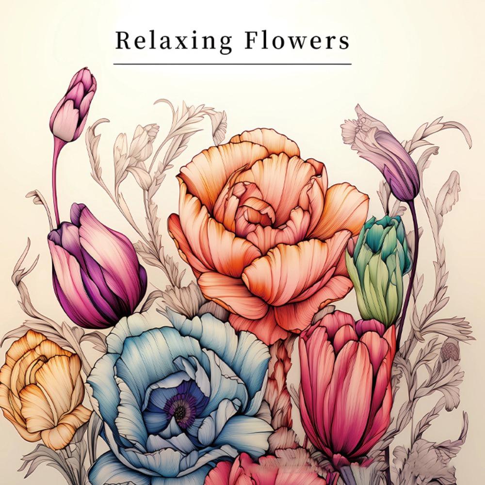 Раскраска с цветами для снятия стресса МИЛАЯ И ПРОСТАЯ Книга для граффити Цветной карандаш