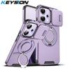 KEYSION Чехол для телефона с кольцом-подставкой 360° для OPPO Reno14 Pro 5G, сдвижная защита камеры, магнитная противоударная крышка для OPPO Reno14 F 5G