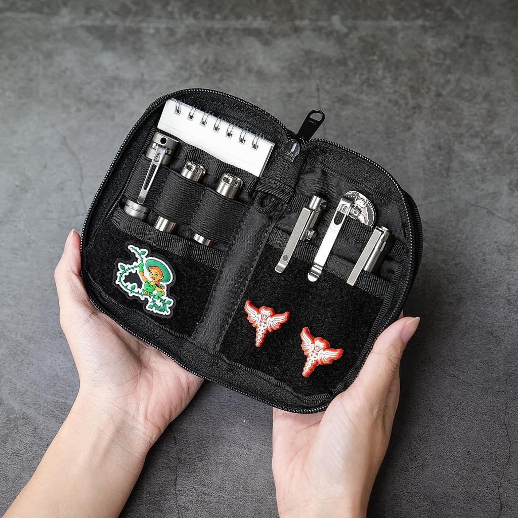 VIPERADE VE21 EDC EDC Pocket Organizer Small EDC Organizer Pouch Velcro EDC Pocket Pouch Pouch, (for Men), (6 Pockets), (Black)