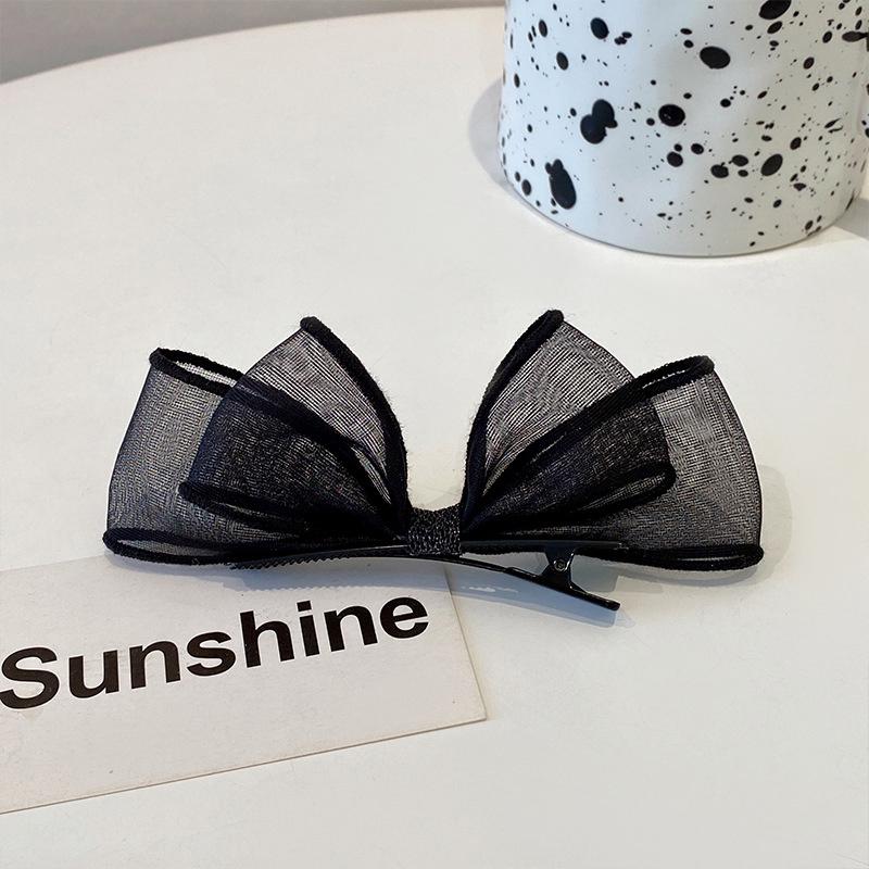 2023 Черная кружевная двухслойная сетчатая заколка-бантик для женщин и девочек