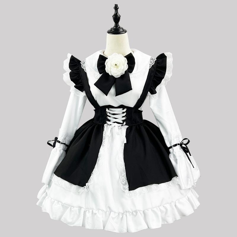 S-5XL Cute Japanese Style Lolita Maid Black and White Girl Dress Lolita Women's Suit