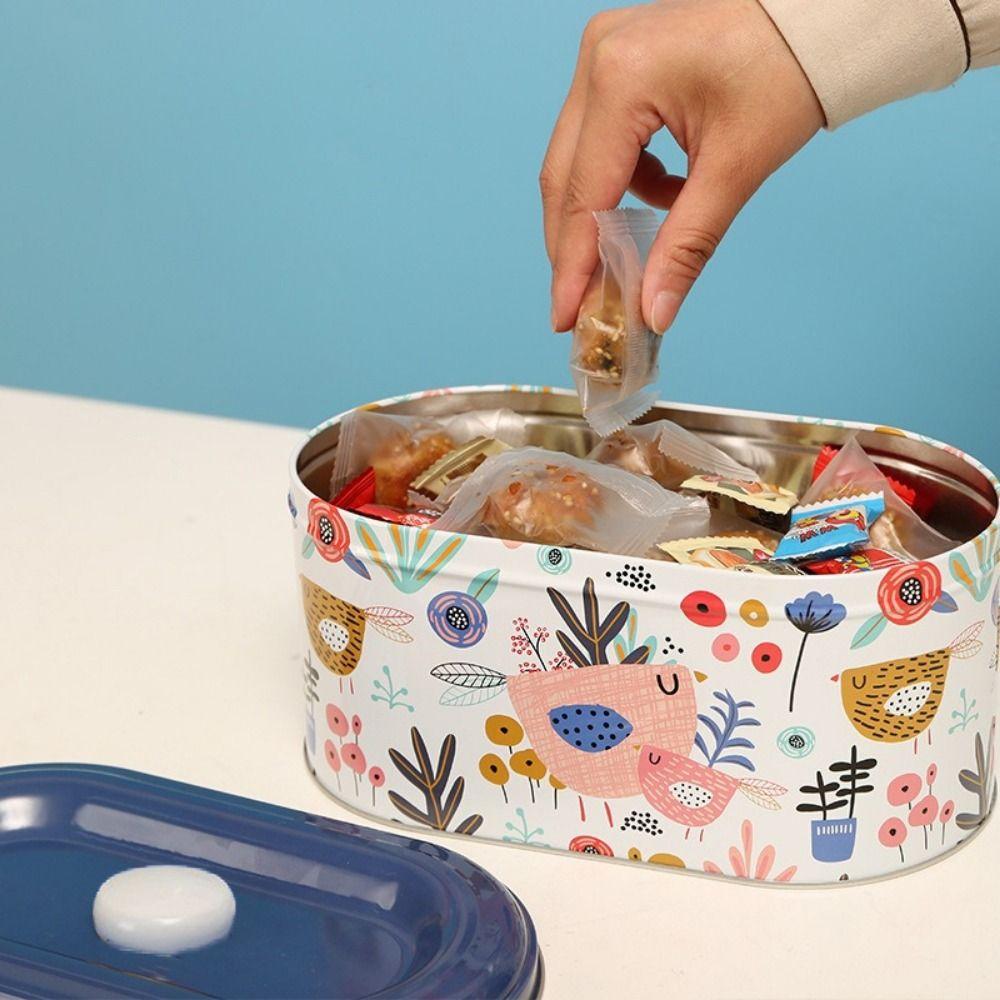 2PCS/SET European Style Tinplate Storage Box Large Capacity Cute Candy Cookie Box Dust-proof with Lid Cosmetic Jewelry Organizer