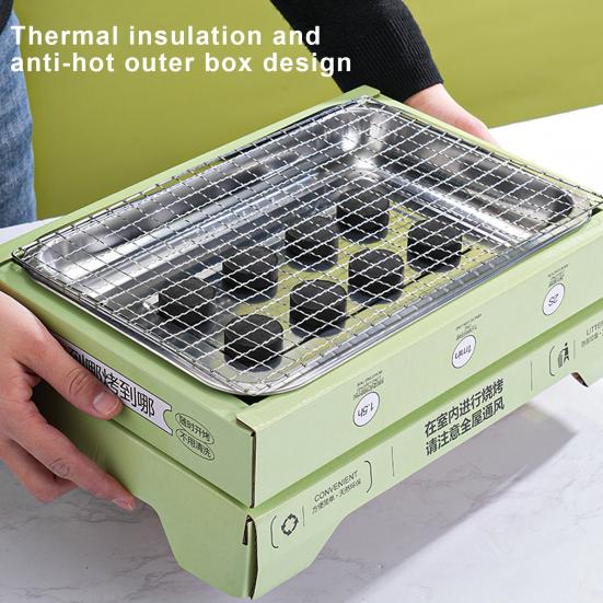 Одноразовый гриль для барбекю, угольный гриль, высокая стабильность, нескользящая, равномерная теплопроводность, простая установка, портативный гриль