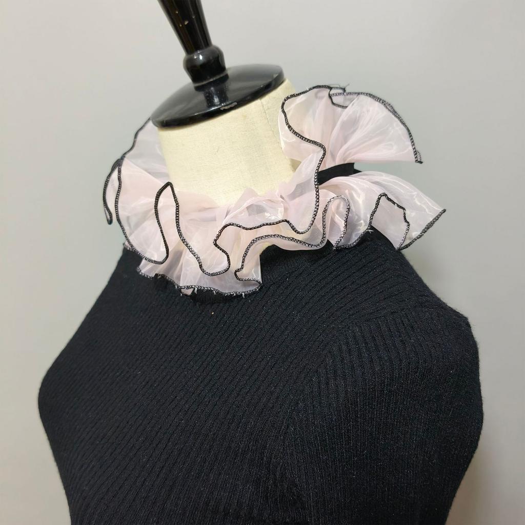 Elizabethan Ruffle False Collar Organza Mesh Neck Ruff Wrist Cuffs for Women Sweater Clothing Decorative Accessory