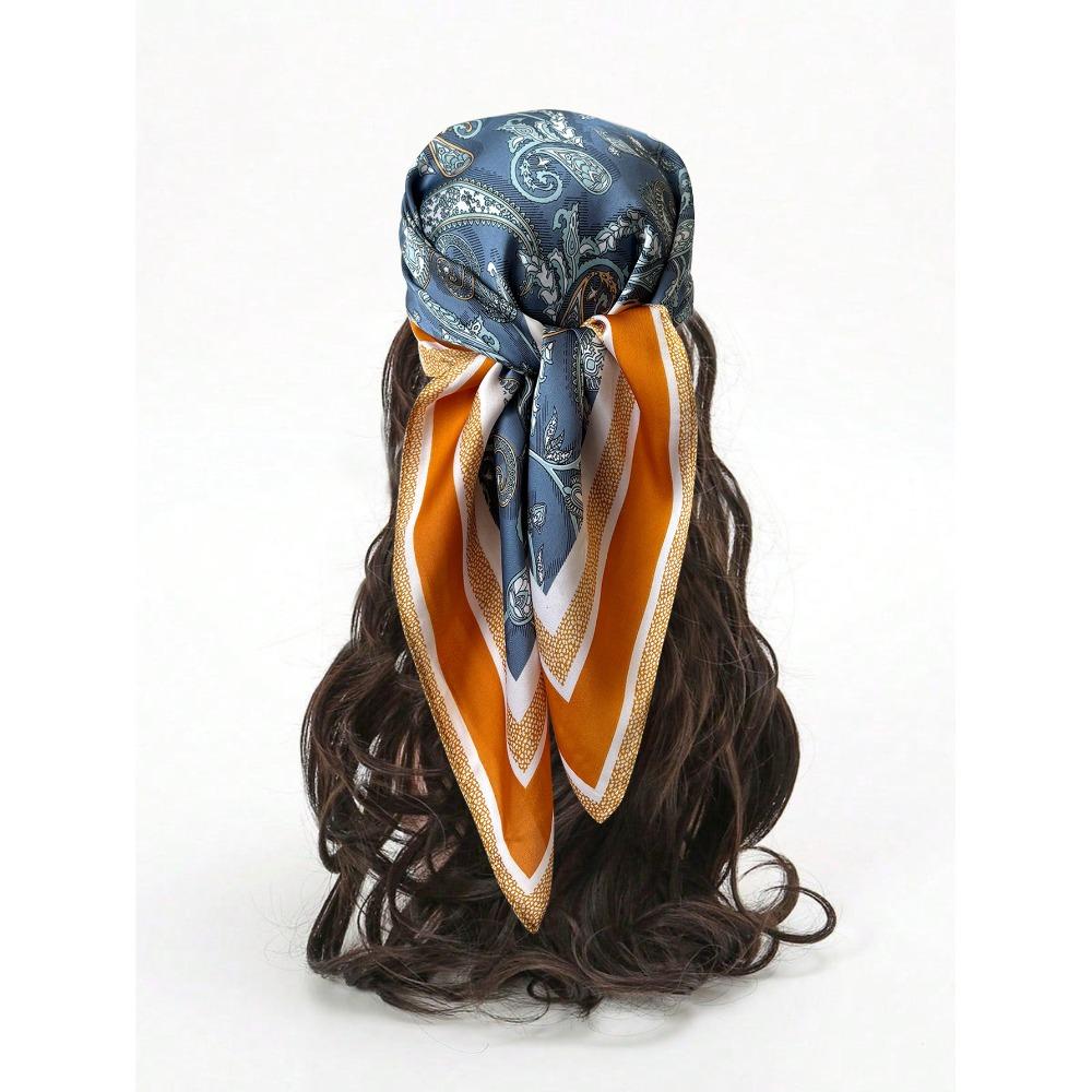 Luxury Print Imitation Silk Square Scarf Thin Hair Scarf Headband New Neck Tie Shawl Wraps Women