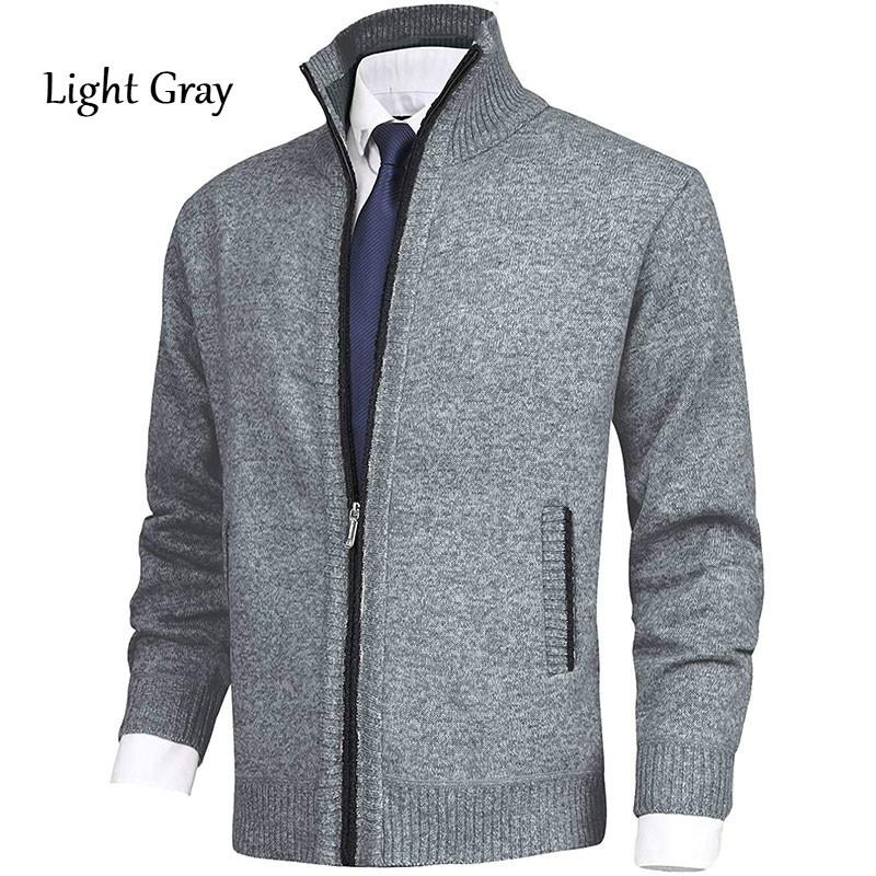 Мужские повседневные вязаные свитера-кардиганы Slim Fit Fleece Full Zip Толстый вязаный кардиган Зимняя верхняя одежда
