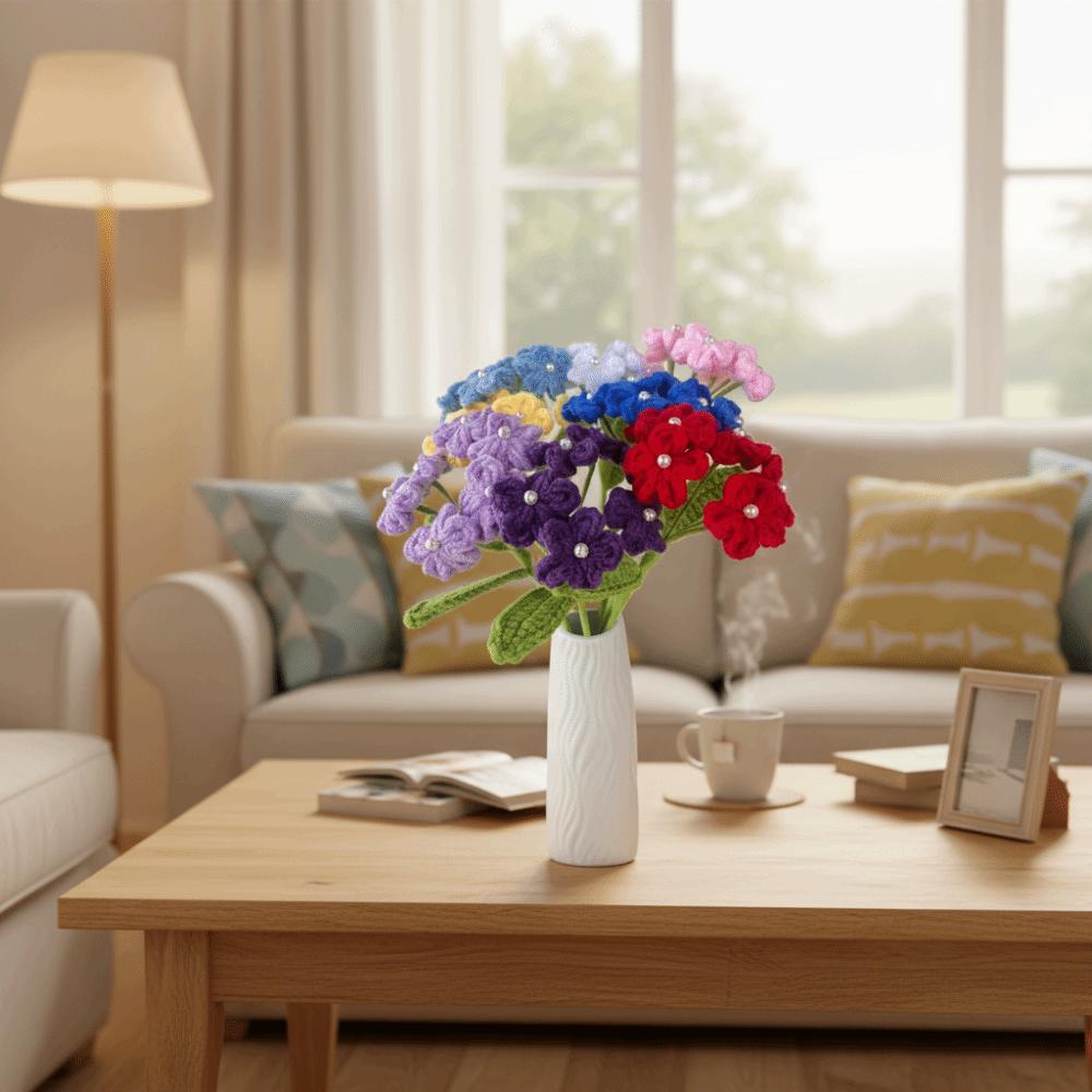 Artificial Handmade Bouquet Hand-woven Knit Fake Flowers Creative Crochet Flowers  Home Decoration