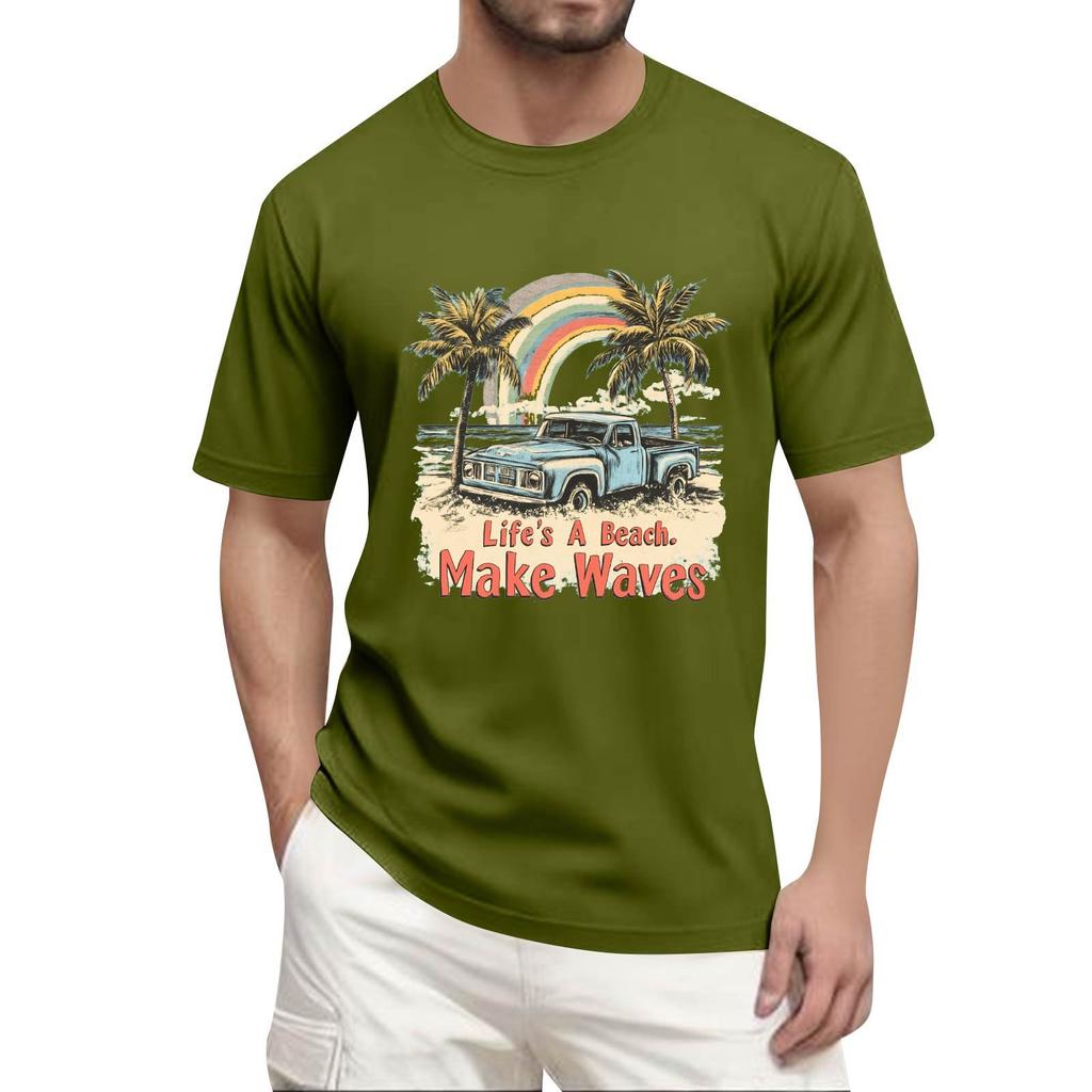 Мужская рубашка с воротником-стойкой и коротким рукавом, свободная рубашка для отдыха и отдыха, мужская