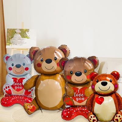 Надувной шар Love Bear Heart из фольги, праздничные атрибуты, украшение для мальчика и девочки