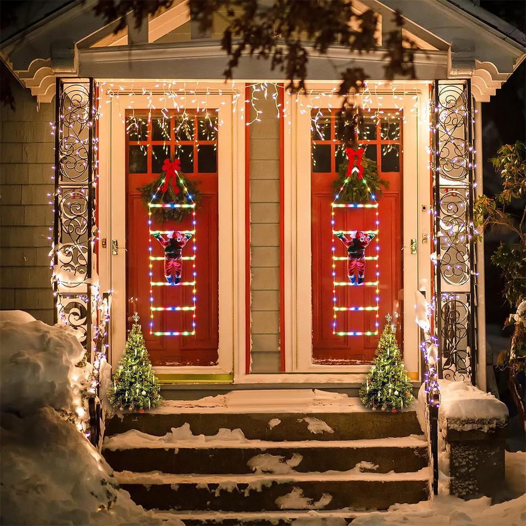 Светодиодная лента-лестница с карабкающимся Санта-Клаусом, 8 режимов, USB, рождественское украшение для дома, окна и елки