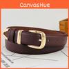 Pu Womens Modern Leather Belt With Gold Metal Pin For Office Daily Casual