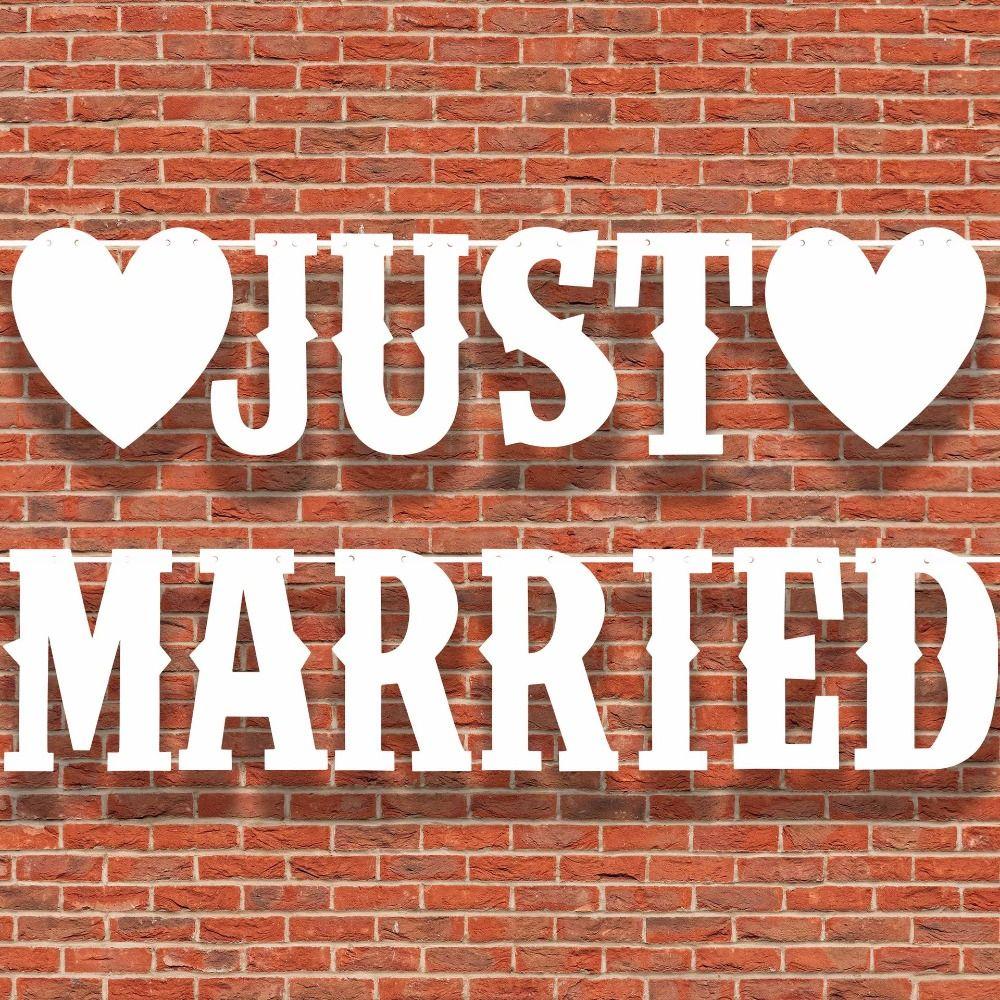 Just Married Letter Banner Bridal Shower Paper Garland Bunting Banner Party Decoration Supplies