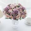 Elegant 7 Heads Realistic Silk Roses Bouquet Artificial Flower For Wedding Home Decoration Photography Props