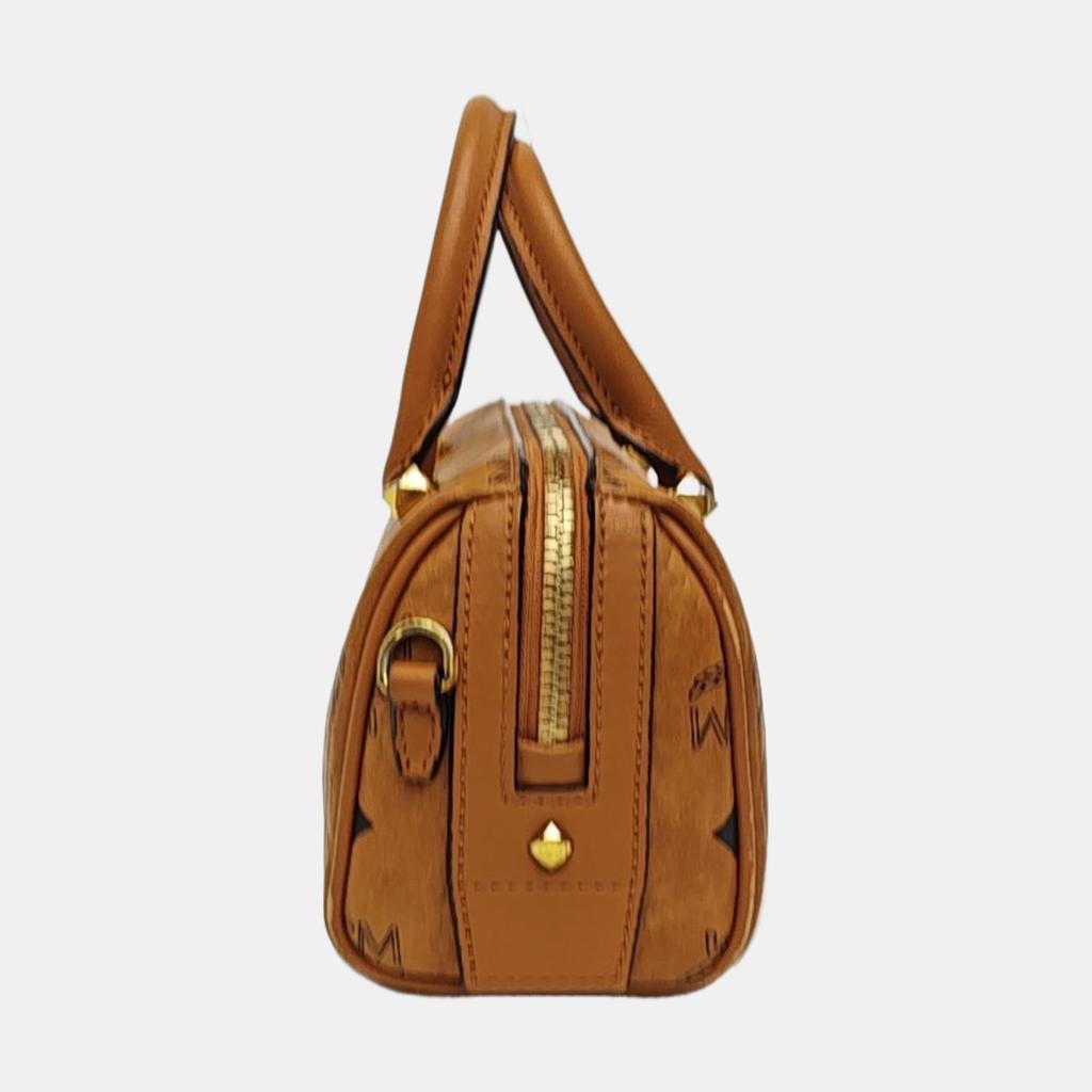 [Pre-Owned] Logo Zip Top Handle Leather Boston Bag Mini - Good #97FDFZ