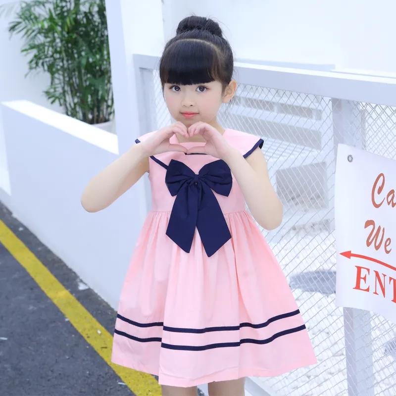 YUBAOBEI Летние платья для девочек-подростков, одежда для маленьких девочек-подростков, детское хлопковое платье с бантом, платье для девочек в консервативном стиле, детская одежда