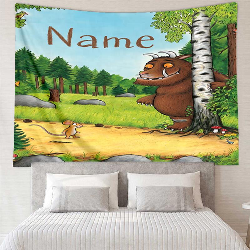 Custom Name The Gruffalo Print Tapestry, Backdrop, Easy Setup, Ideal for Bedroom, Office & Living Room, with Aesthetic Wall Hanging Decor.