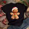 Unisex Gingerbread Unisex Christmas Theme Kawaii Summer Print Top Casual Teen Unisex and Women Can Fashion Comfortable Short-sleeved T-shirt