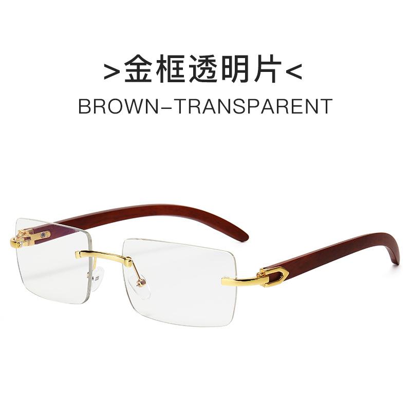 Модные солнцезащитные очки без оправы с бриллиантовой отделкой, мужские очки с имитацией древесного зерна, солнцезащитные очки на ножках, модные мужские очки, оттенки