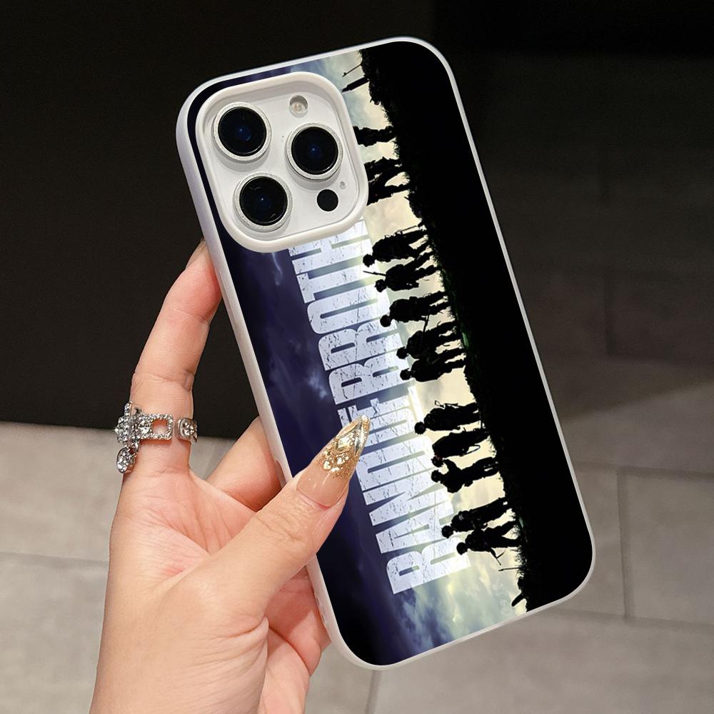 Чехол для телефона Band of Brothers для iPhone 17 16 15 14 13 12 11 Air Pro Max Plus Желейный Двухслойный Белый Чехол