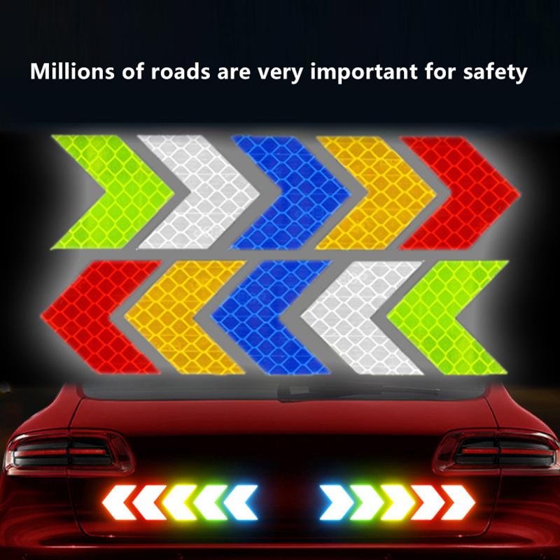 10 шт./комплект Светоотражающая лента-знак стрелки Предупреждающий стикер безопасности для бампера автомобиля, багажника, отражателя, лента-предупреждение, аксессуары для мотоцикла