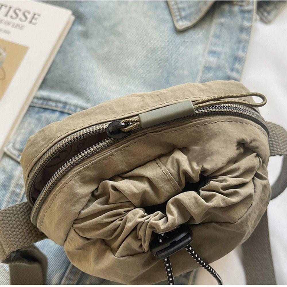 Harajuku Nylon Rope Nylon Shoulder Bag Coin Pouch Casual Drawstring Crossbody Bag Korean Style Solid Color Mobile Phone Bag Male