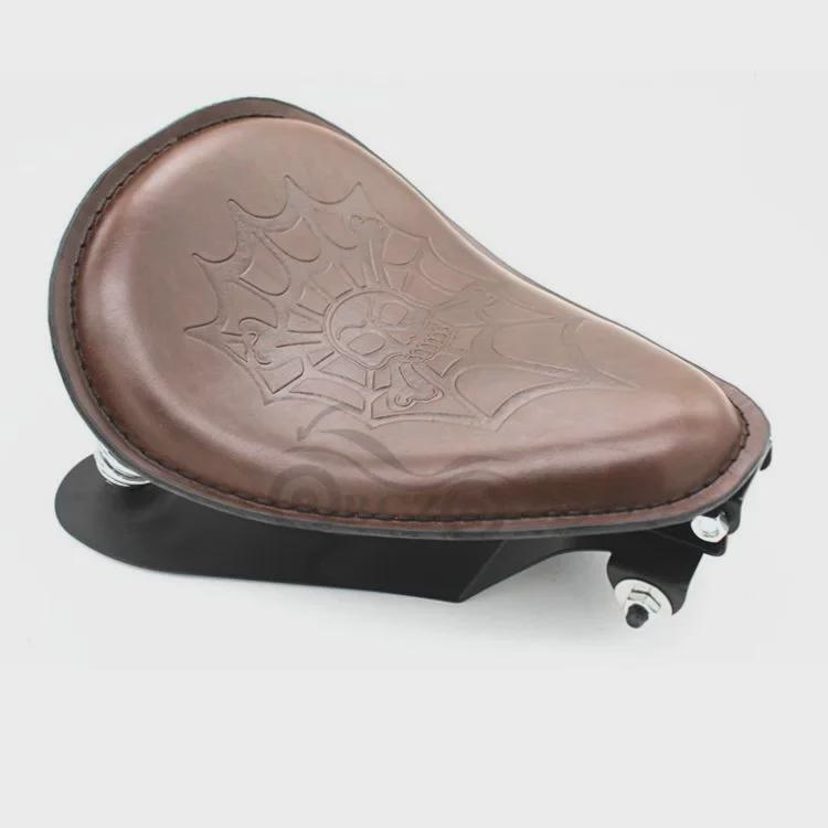 Кожаное пружинное сиденье Skull Retro для Harley Sportster XL883/XL1200/X48
