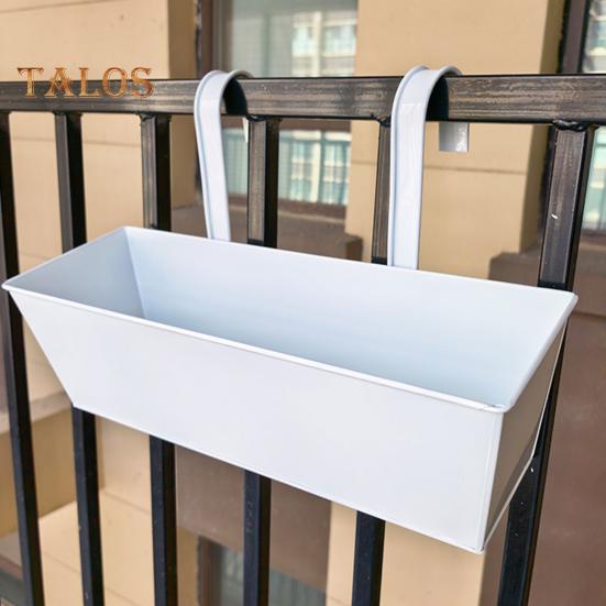 Hanging Flower Pot Rectangular Railing Planter with Drainage Hole 16 Inch Planter Box with Hooks for Balcony Porch or Deck Herbs Flowers