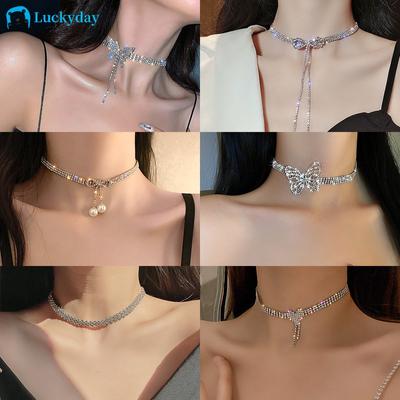 2023 новый дизайн, элегантное золотое, серебряное ожерелье для женщин, бабочка, жемчуг, бант, розовый циркон, кулон-тюльпан, колье, модные аксессуары, ювелирные изделия