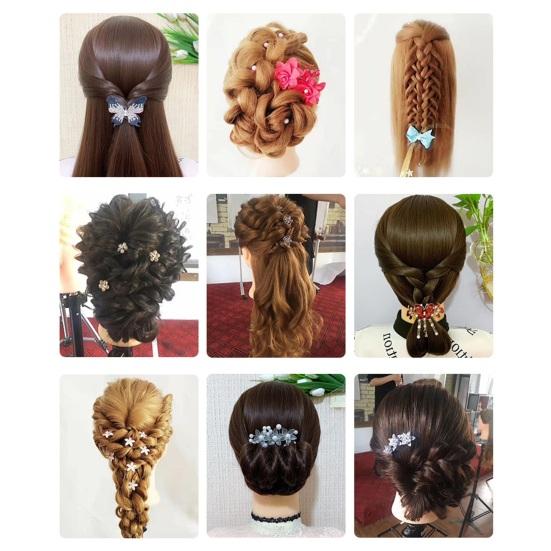 Mannequin Head with Real Hair Hairdresser Braiding Hair Styling Training Manikin Cosmetology Doll Head Brown Golden Hairdressing Makeup Practice Head
