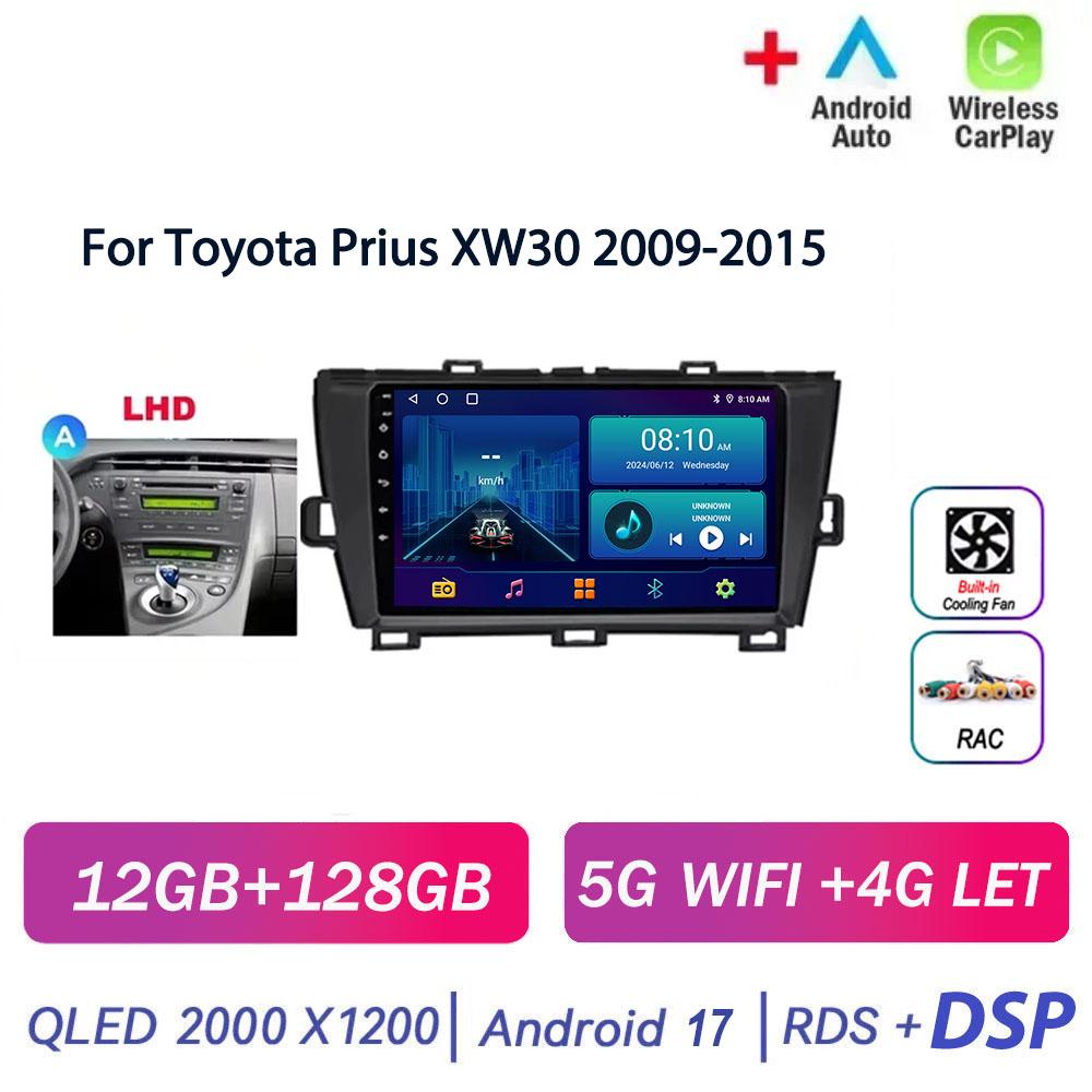 Autoradio multimédia 2 DIN pour Toyota Prius XW30 2009-2015, Android 17, lecteur vidéo, navigation, stéréo, CarPlay, DSP, GPS, unité principale
