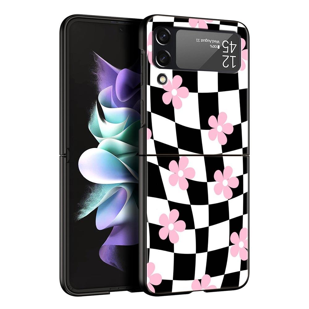 Шахматная доска в клетку Шахматная доска Чехол для телефона для Samsung Galaxy Z Flip 3 4 5 6 Складной Для Samsung Z Flip4 Flip5 ПК Жесткий чехол