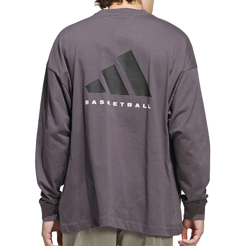 Adidas Глава 02 Коллекция 2025 года Bb Ls Tee Круглый вырез с надписью Удобный пуловер с длинным рукавом Футболка унисекс Топы Многослойные-серые JC7835
