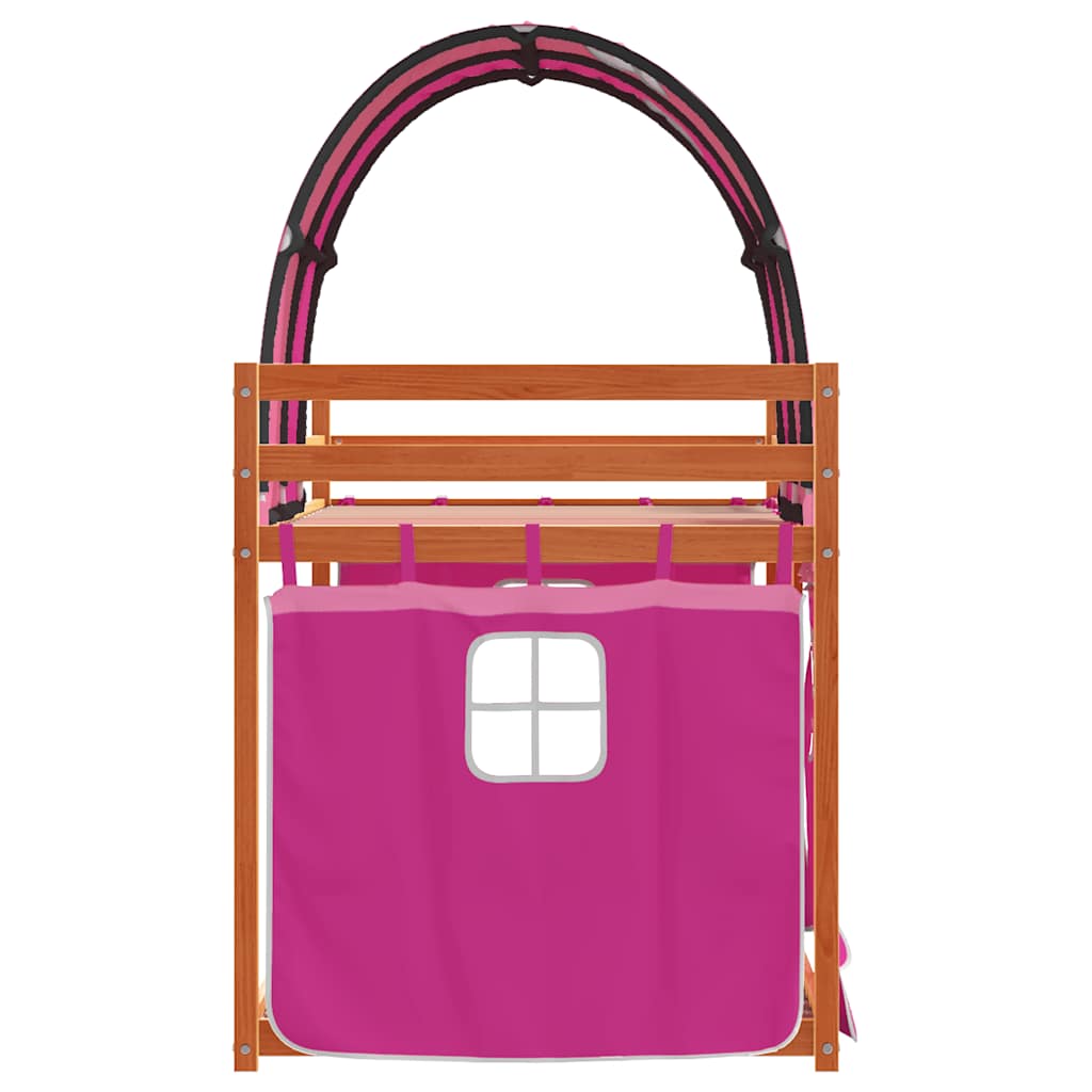 Bunk Bed with Curtains Pink 90 x 190 cm Solid Pine Wood