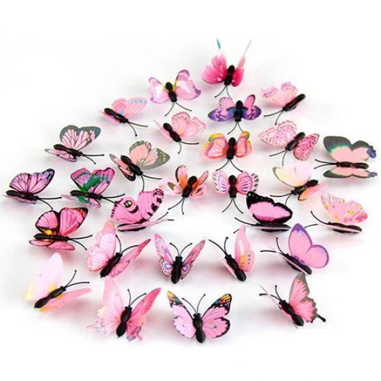 12 Pcs 3D Wall Stickers Butterfly Fridge Magnet Wedding Party DIY Room Decor