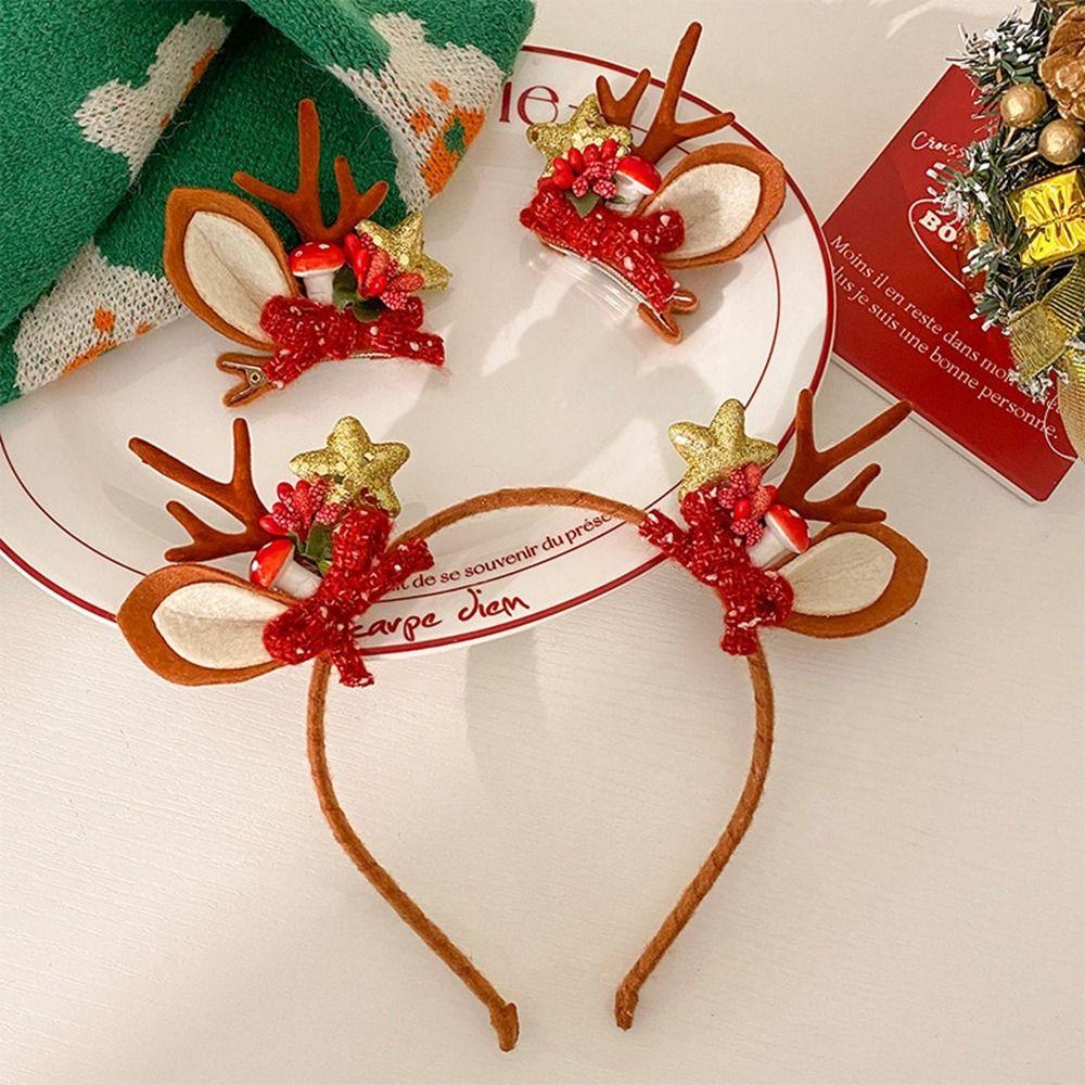 Headband Merry Christmas Decor Children Hair Clip Christmas Headwear Elk Hair Hoop Antler Hairpin