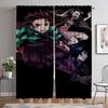 Anti-mosquito Curtains for Living Room Demon Slayer Window Curtain Tulle for Bedroom Partition Home Interior Curtains 2 Pieces