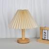Warm Light Table Lamp Vintage Pleated Bedside Light USB Powered Decorative Lamp for Bedroom Creative Gift