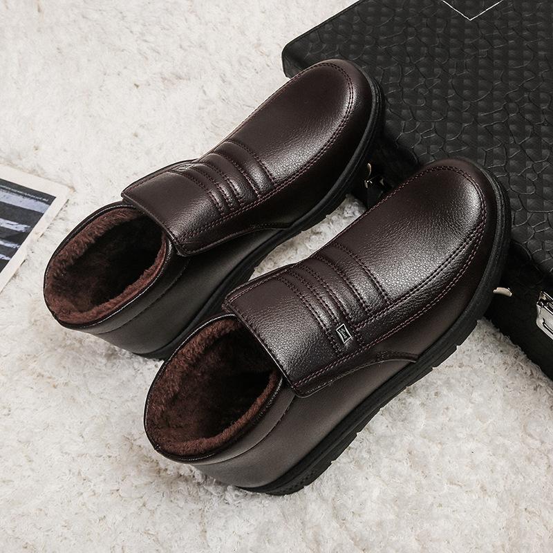 Cotton Shoes Men's Winter Velvet Warm Men's Cotton Shoes High-top Thick-soled Non-slip Snow Boots Middle-aged and Elderly Father Leather Cotton Shoes