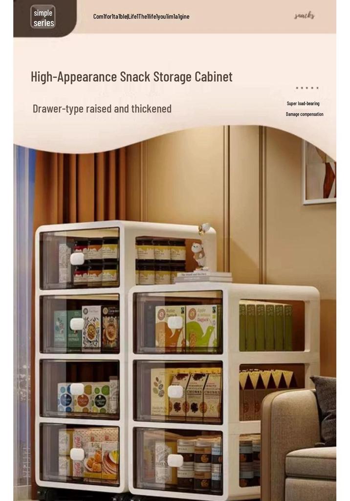 Multi-Layer Floor-Standing Storage Cabinet for Living Room: Drawer, Snack, and Clothes Organizer