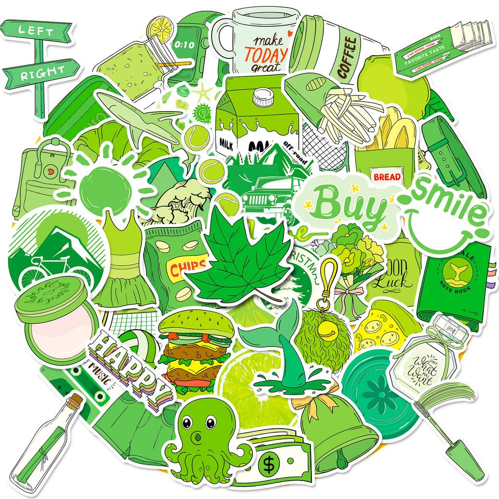 50 долларов США Зеленые наклейки Маленькая свежая девушка Зеленый чемодан Граффити наклейки